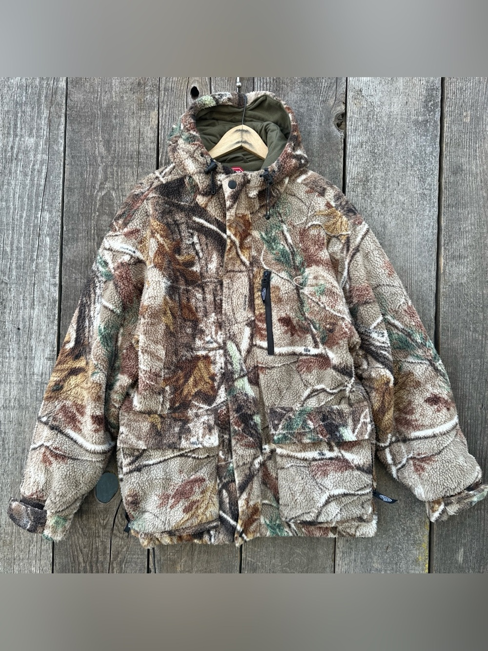 Team Realtree Fleece Camo Hoodie Zip Up Windstopper Jacket Medium